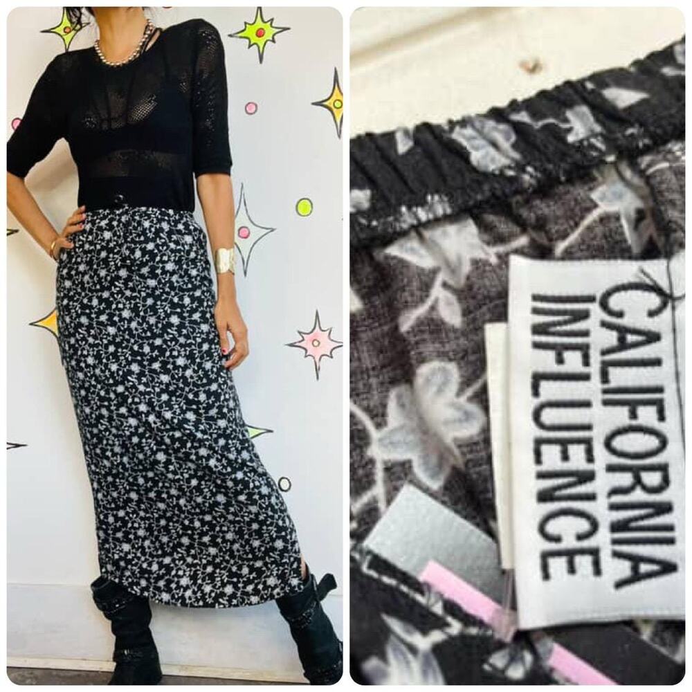 Vintage 90s Black Floral Fairy Grunge Maxi Skirt โ Whimsy Goth Boho Vibes โ Sz 4 - Picture 1 of 10